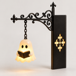 Lampe LED fantôme lecteur suspendue à son support noir de style vintage