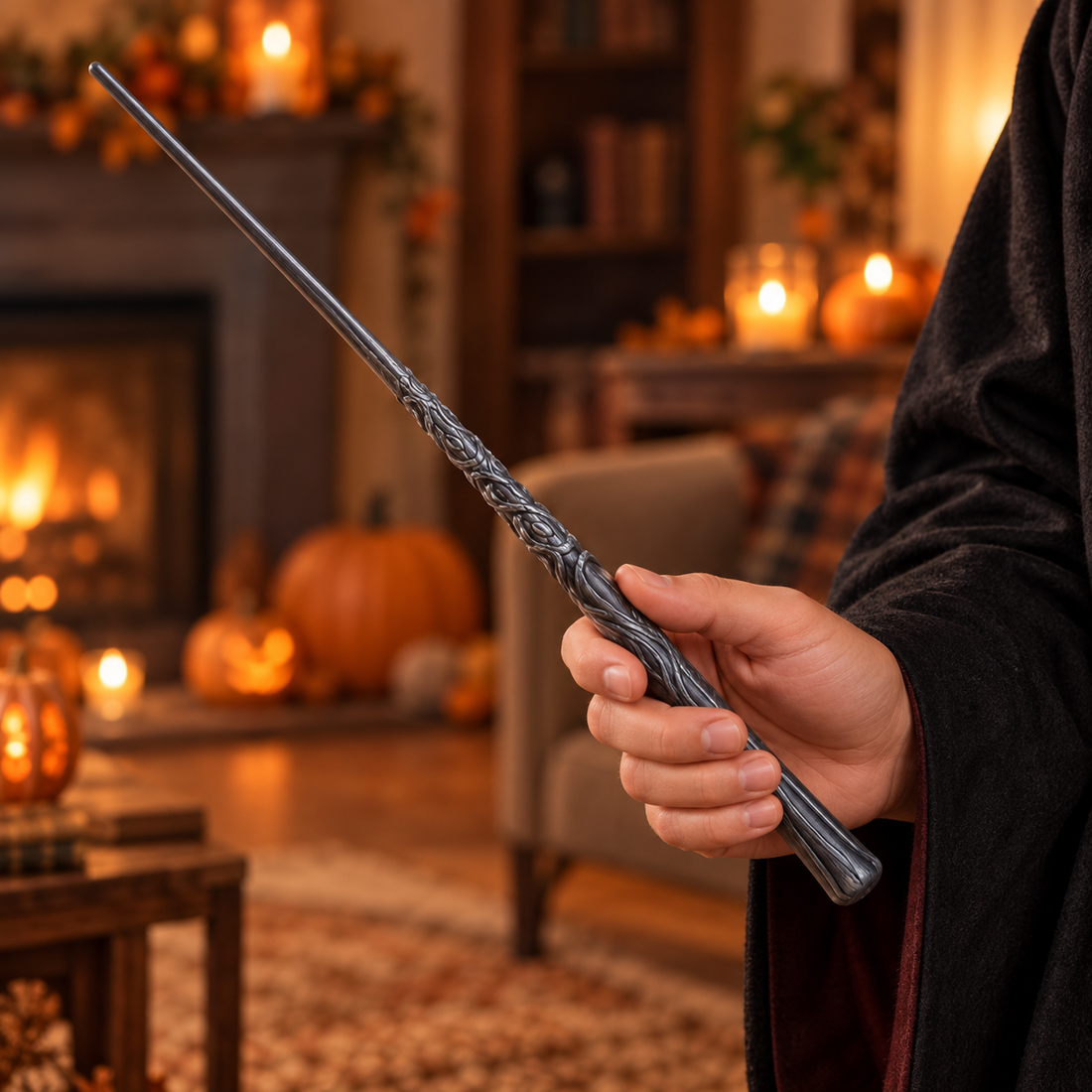 Manche gris à reliefs — mise en situation Halloween