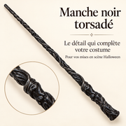 Manche noir torsadé — présentation des détails en français