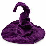 Chapeau de sorcière violet à large bord et pointe courbée
